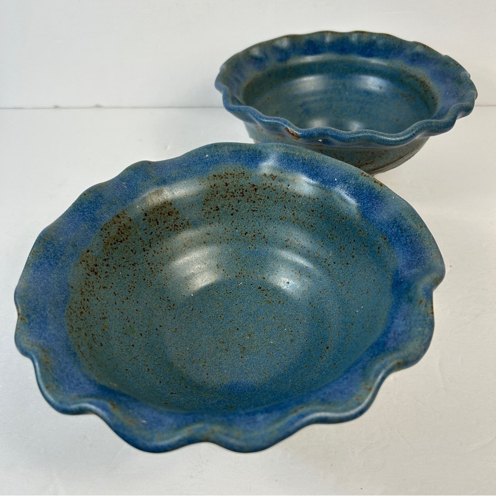 Rustic Blue Stoneware Dinner Bowls (2)